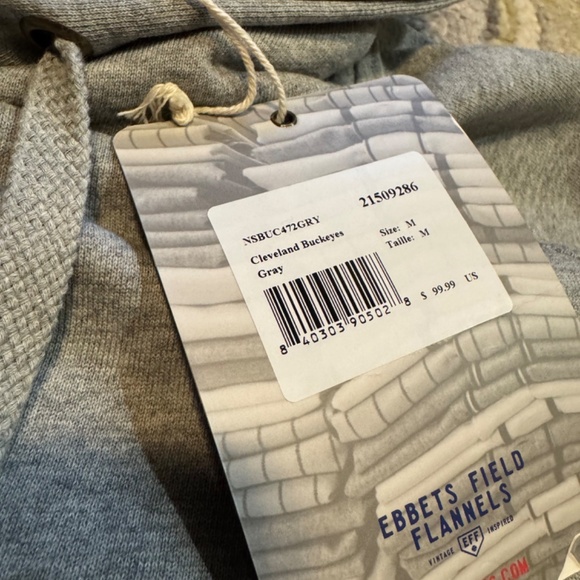 Ebbets Field Flannels Cleveland Buckeyes French Terry Script Hooded Sweatshirt M - Picture 3 of 5
